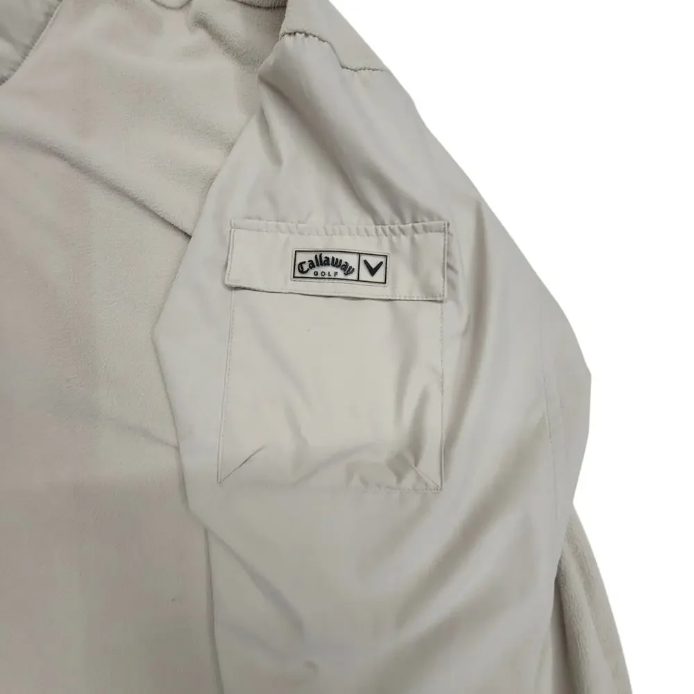 Callaway Golf Jacket Mens XL Beige Micro Combo Fleece Full Zip Windbreaker